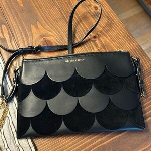 Burberry Suede and leather scalloped edge Peyton crossbody bag